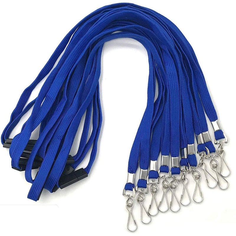 Beebel Safety Lanyards Premium Breakaway Blue Lanyard Comfortable Neck Straps Lanyards Swivel J Hook for ID Badges 50 Pack - Image 1